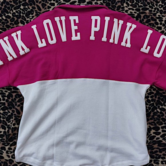 PINK Fleece Oversized Quarter-Zip Sweatshirt NWT - Picture 3 of 4